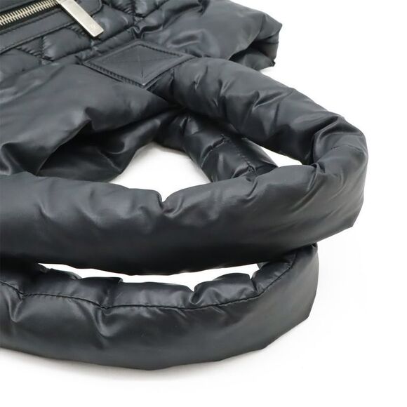 Chanel Coco Cocoon Small Tote Bag Handbag Quilted Nylon Leather Black Silver - Picture 4 of 8